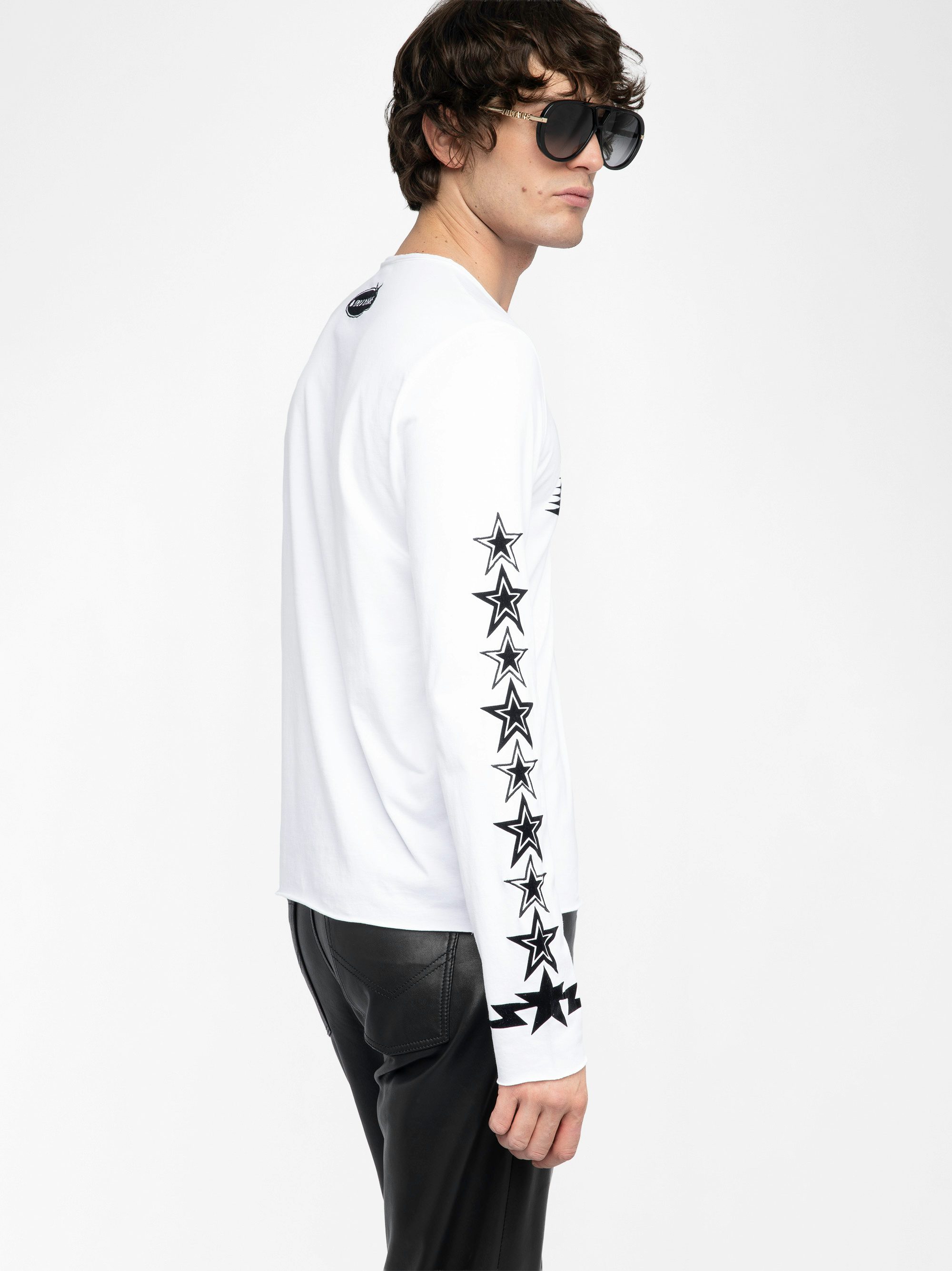 Timo T-shirt - Long-sleeved t-shirt with flock and embroidered customisations.